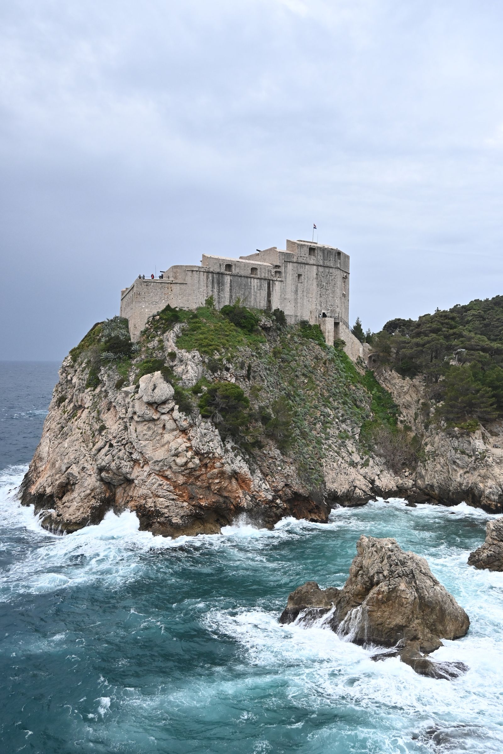 Fort Lovrijenac above the cliffs and sea in Dubrovnik